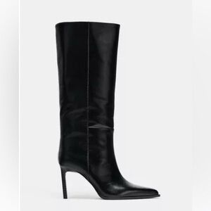 Zara Black Leather Boots. Size: 9